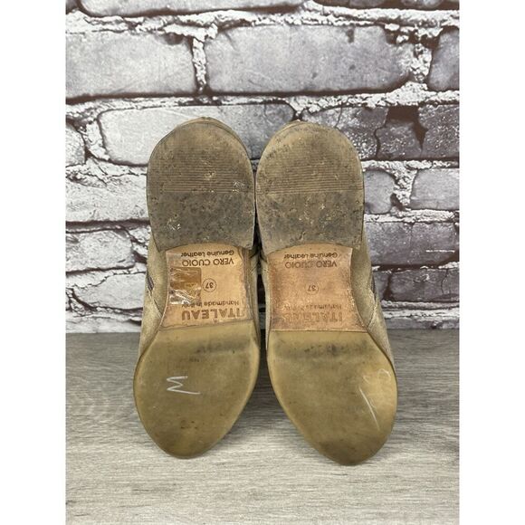 ITALEAU Tan Suede Leather Ankle Side Zipper Low Heel Boots Women Sz 37EU/7.5M US - Picture 7 of 16